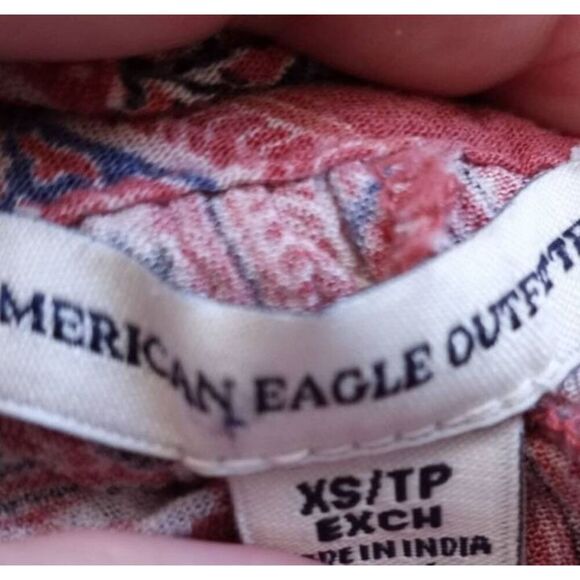 AMERICAN EAGLE OUTFITTERS PINK/BRICK FLORAL OFF-THE-SHOULDER DRESS SZ.XS EUC. - Picture 4 of 6